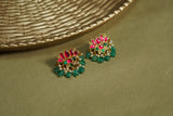 Pink & Green Stone Kundan  Earrings (1-4604)(R)(OFFER PIECE)