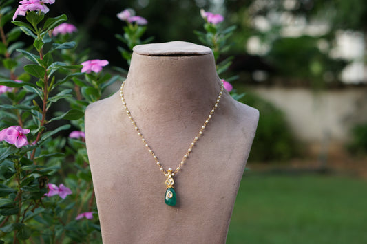 Green  Beads Pearl pendant chain(4-9607)N)
