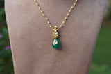 Green  Beads Pearl pendant chain(4-9607)N)