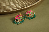 Pink & Green Stone Kundan  Earrings (1-4604)(R)(OFFER PIECE)