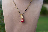 Red Black Beads pendant chain(4-9609)N)
