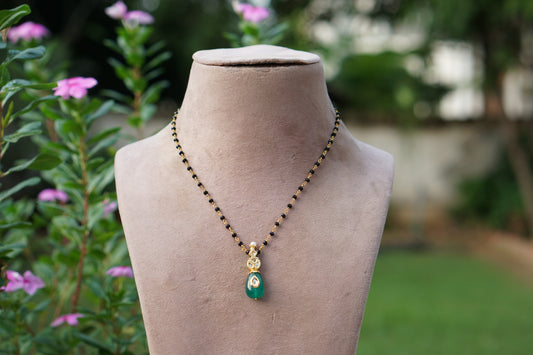 Green black beads pendant chain(4-9606)N)