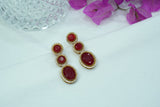 Red stone  Polki Earrings  (1-4079)(A)