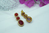 Red stone  Polki Earrings  (1-4079)(A)