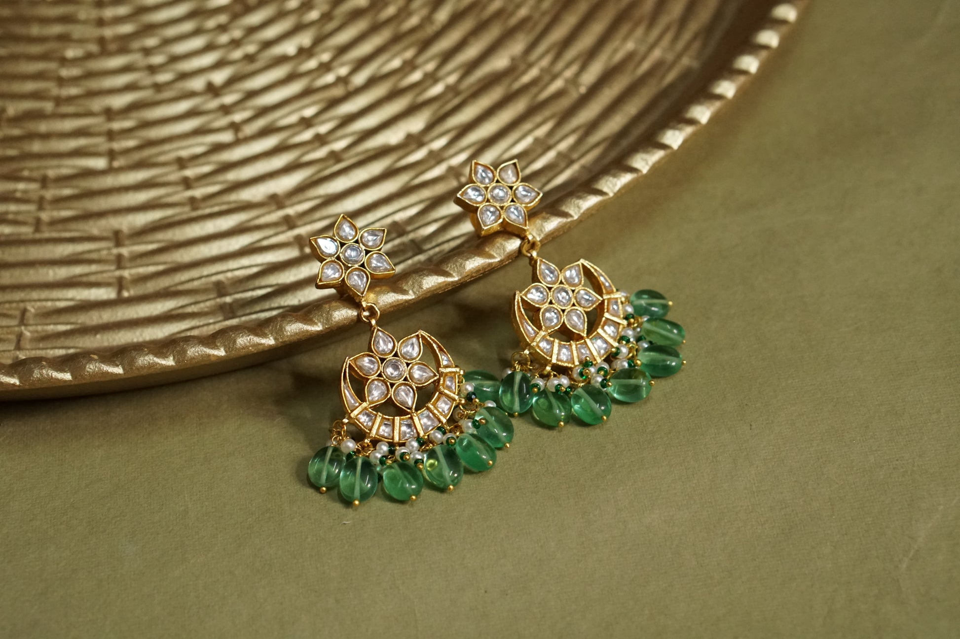 White Kundan Earrings (1-4599)(R)(PREORDER) - JEWELSTYLE