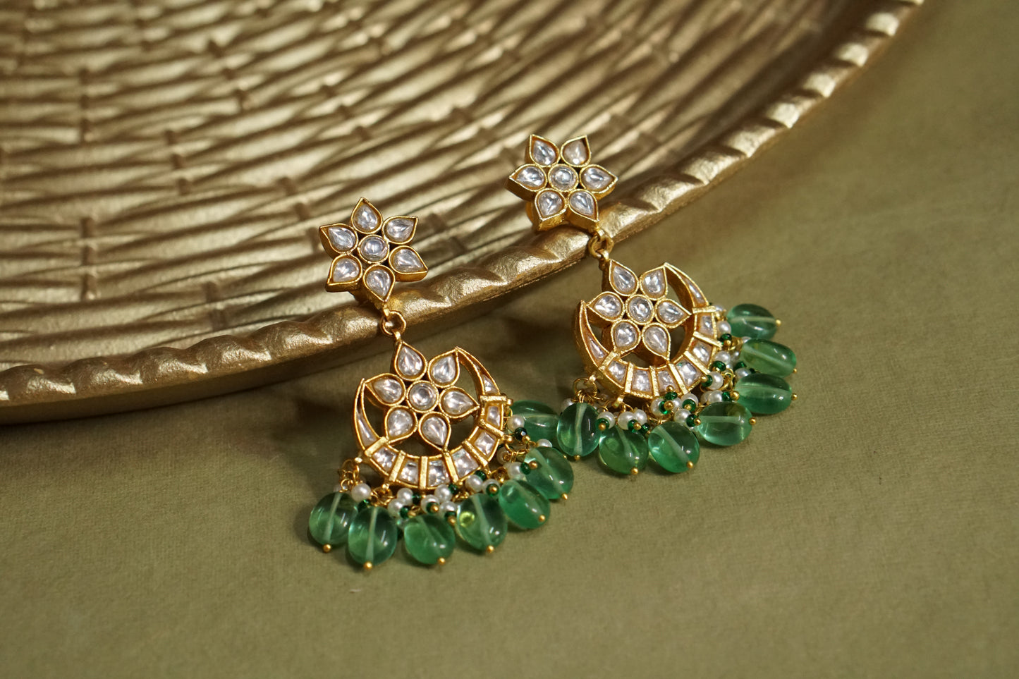 White Kundan Earrings (1-4599)(R)(PREORDER) - JEWELSTYLE