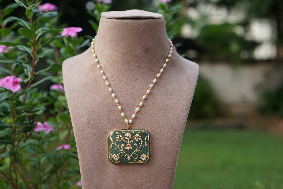 Kundan pendant chain(4-9605)(R)