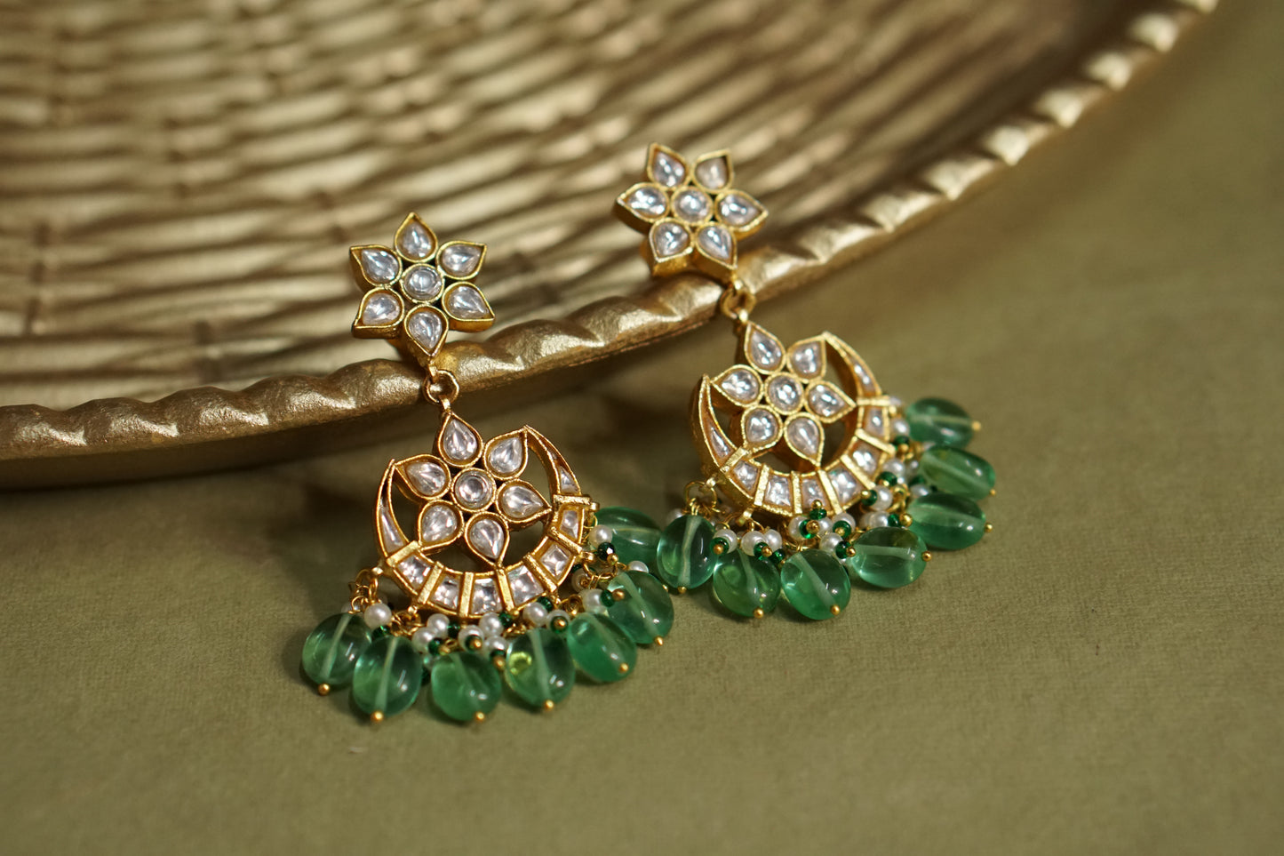 White Kundan Earrings (1-4599)(R)(PREORDER) - JEWELSTYLE