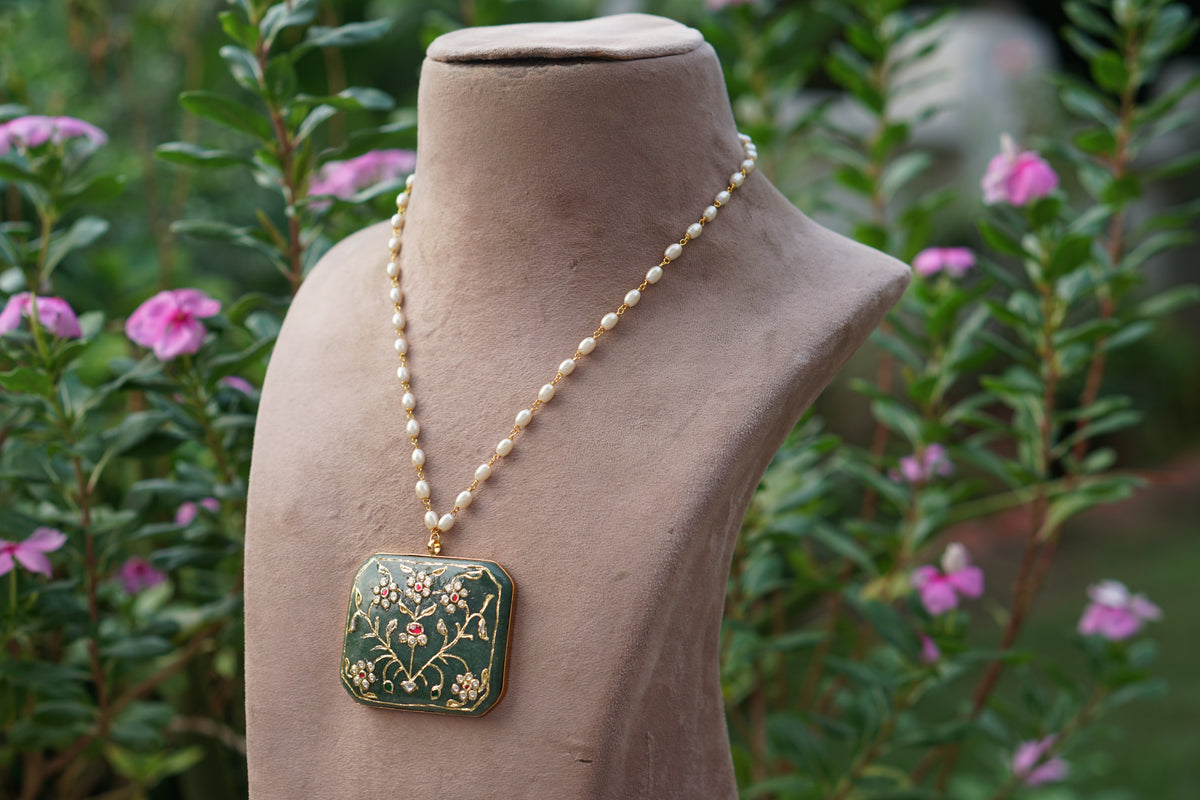 Kundan pendant chain(4-9605)(R)