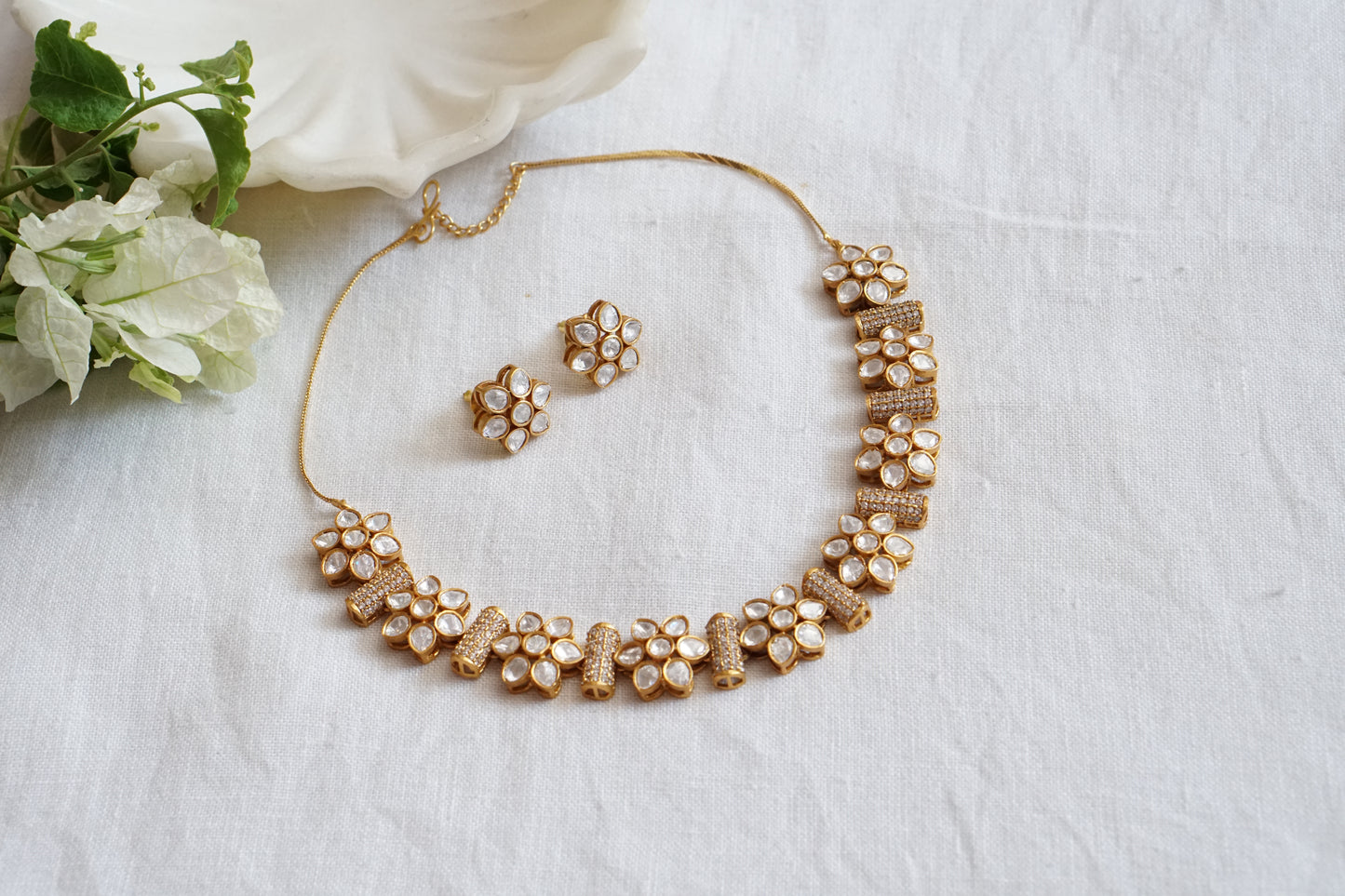 Polki Necklace set (4-8894)(B) - JEWELSTYLE