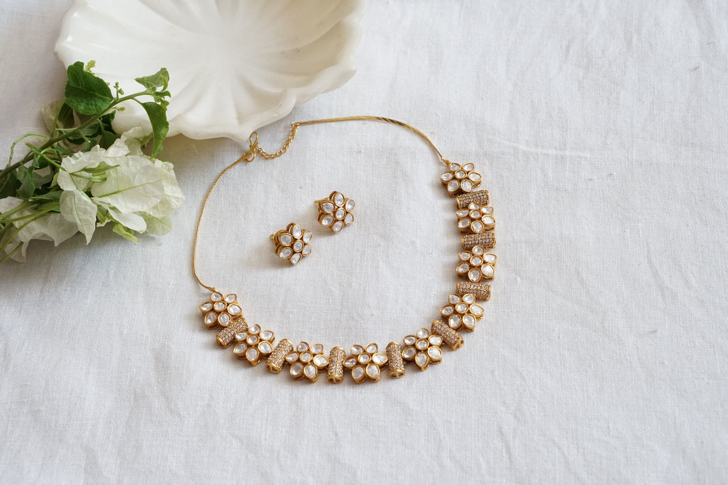 Polki Necklace set (4-8894)(B) - JEWELSTYLE