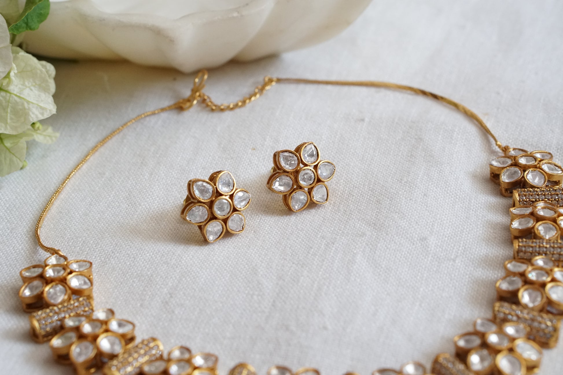 Polki Necklace set (4-8894)(B) - JEWELSTYLE