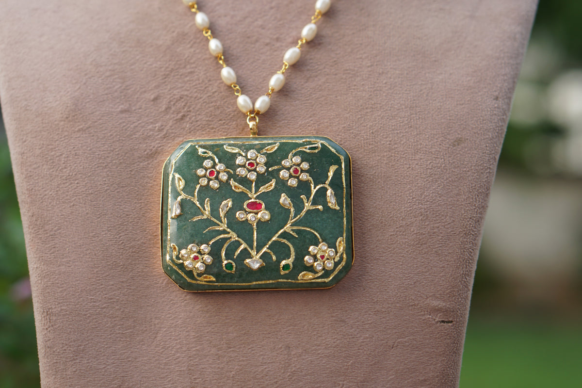 Kundan pendant chain(4-9605)(R)