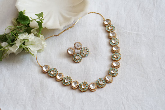 Mint Stone Polki Necklace set (4-8898)(B) - JEWELSTYLE