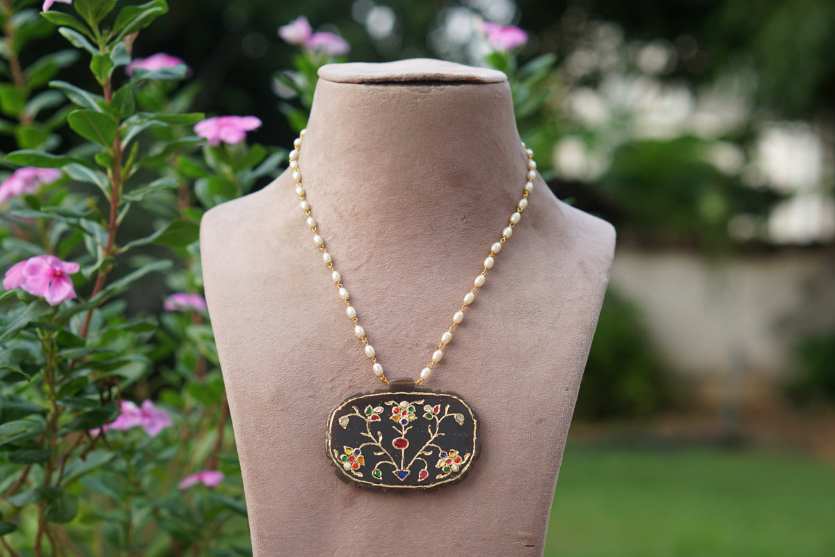 Multi stone Kundan pendant chain(4-9602)(R)