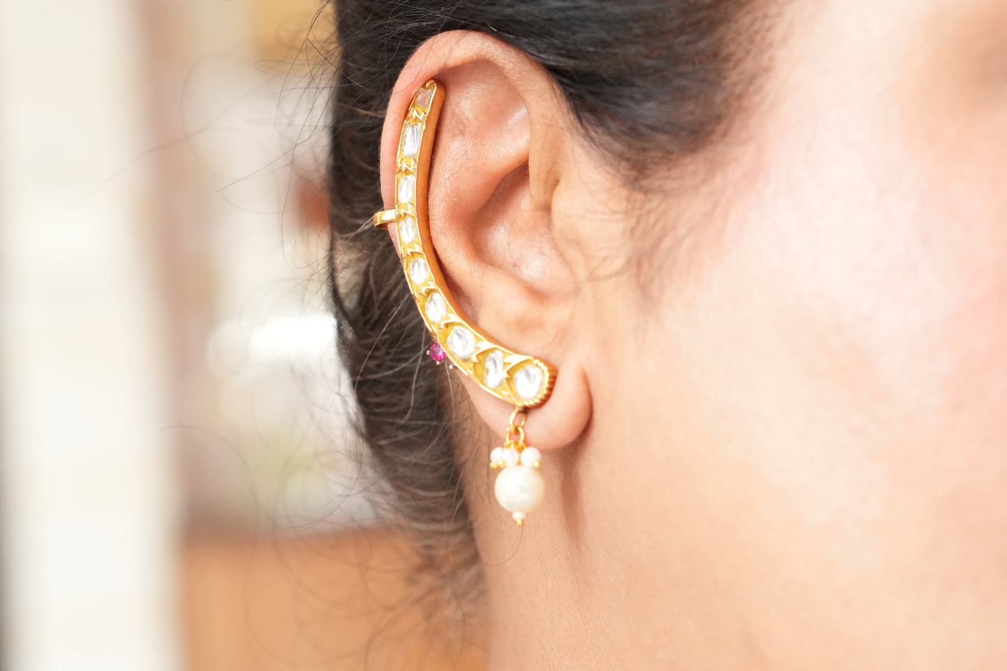kundan Earcuff Earrings (1-5066)(R) - JEWELSTYLE