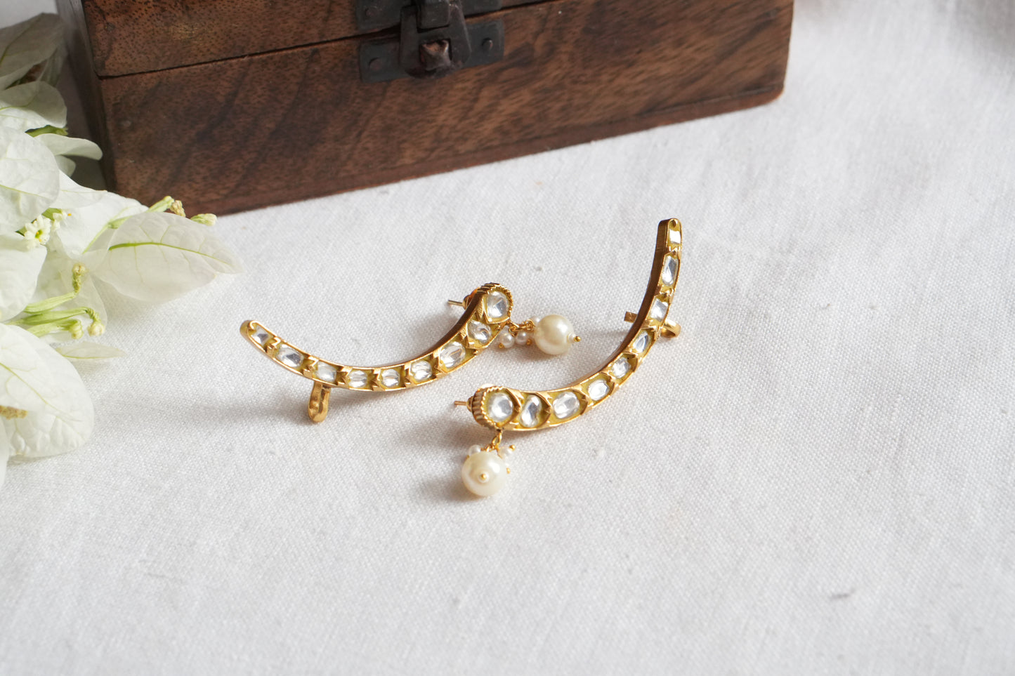 kundan Earcuff Earrings (1-5066)(R) - JEWELSTYLE