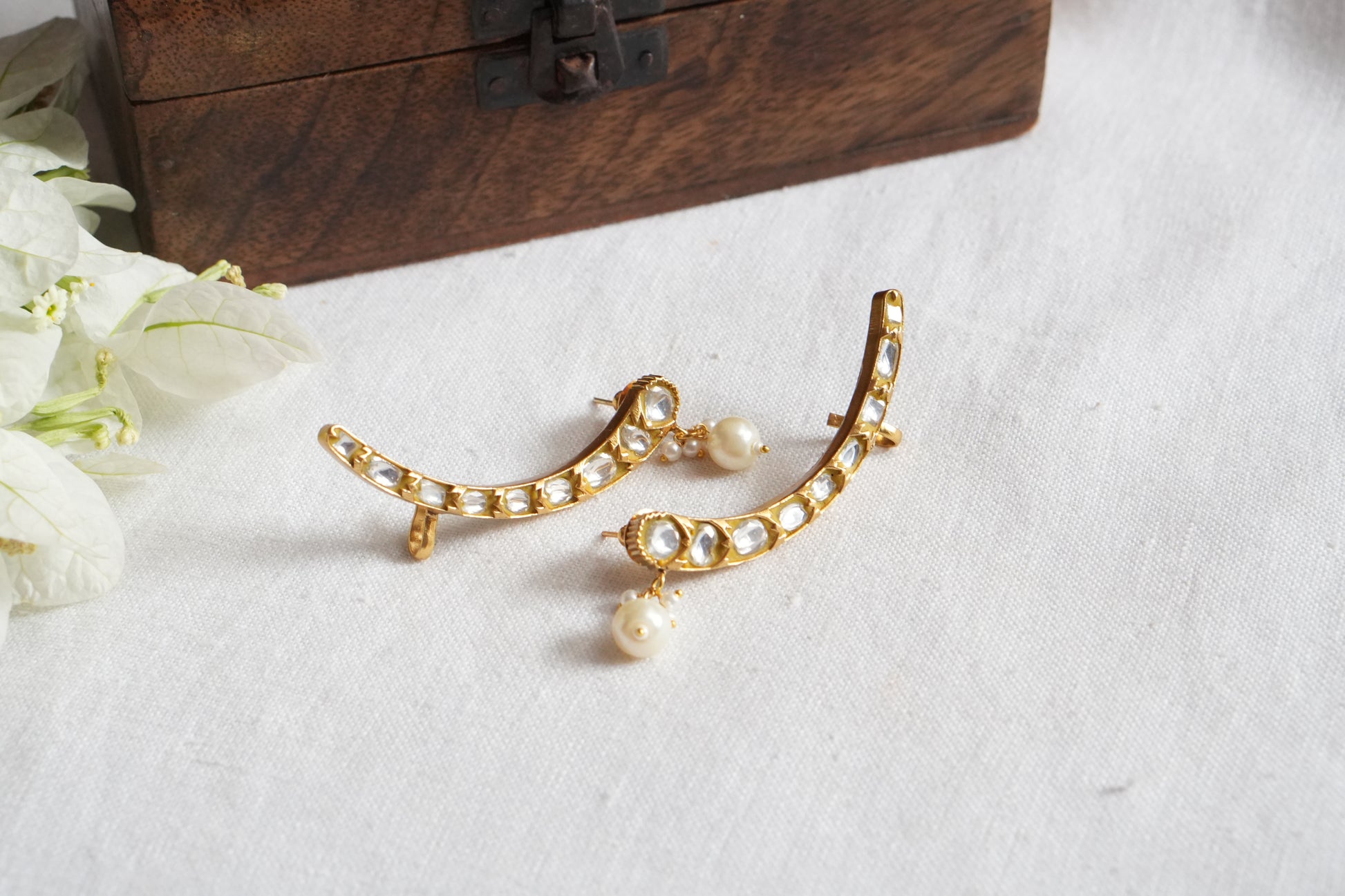 kundan Earcuff Earrings (1-5066)(R) - JEWELSTYLE