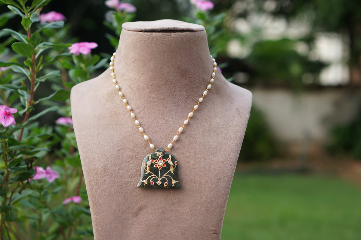 Kundan pendant chain(4-9604)(R)
