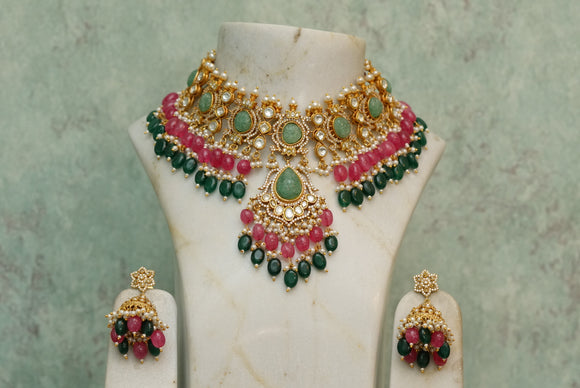 Kundan bridal necklace set (4-7114)(A)(ALREADY DISCOUNTED)