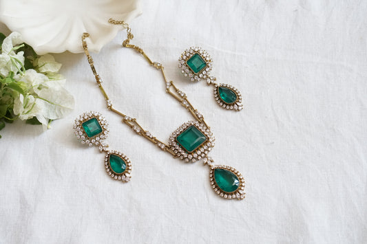 Green Stone Polki Pendant Necklace set (4-8892)(B) - JEWELSTYLE