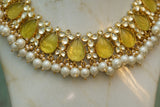 Kundan yellow stone necklace set (4-7102)(A)