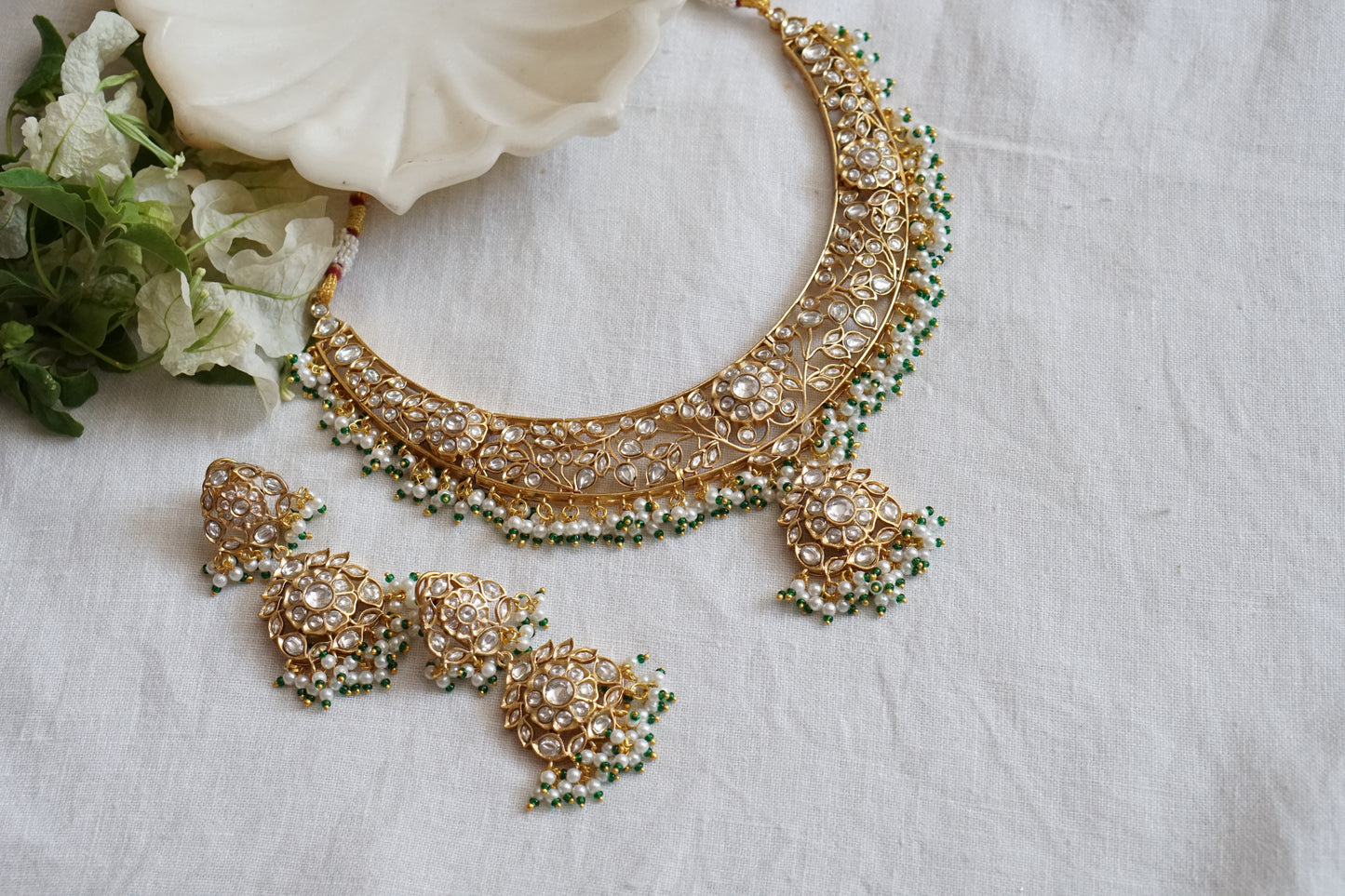 Polki Necklace set (4-8887)(B) - JEWELSTYLE