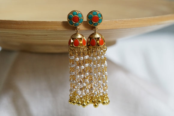 Kundan Coral Jhumki (1-4596)(R)(OFFER PIECE)