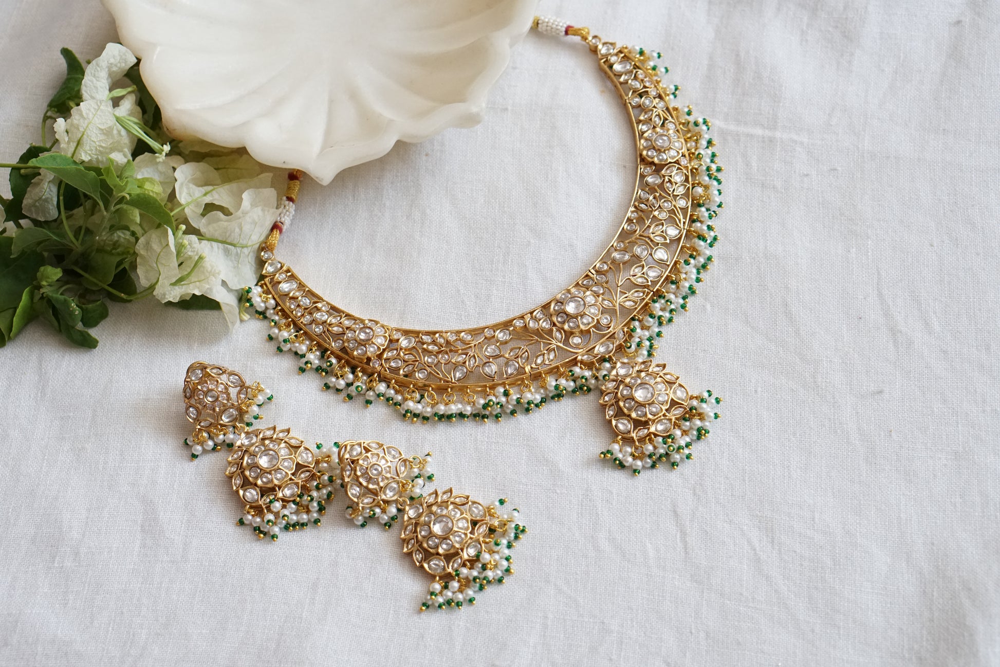 Polki Necklace set (4-8887)(B) - JEWELSTYLE