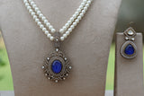 Blue stone Polki pendant set (4-8457)(B)