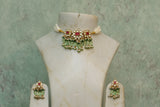 Kundan mother of Pearl pendant necklace set (4-6006)(B)