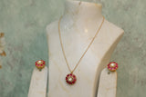 Kundan mother of Pearl pendant necklace set (4-6008)(B)