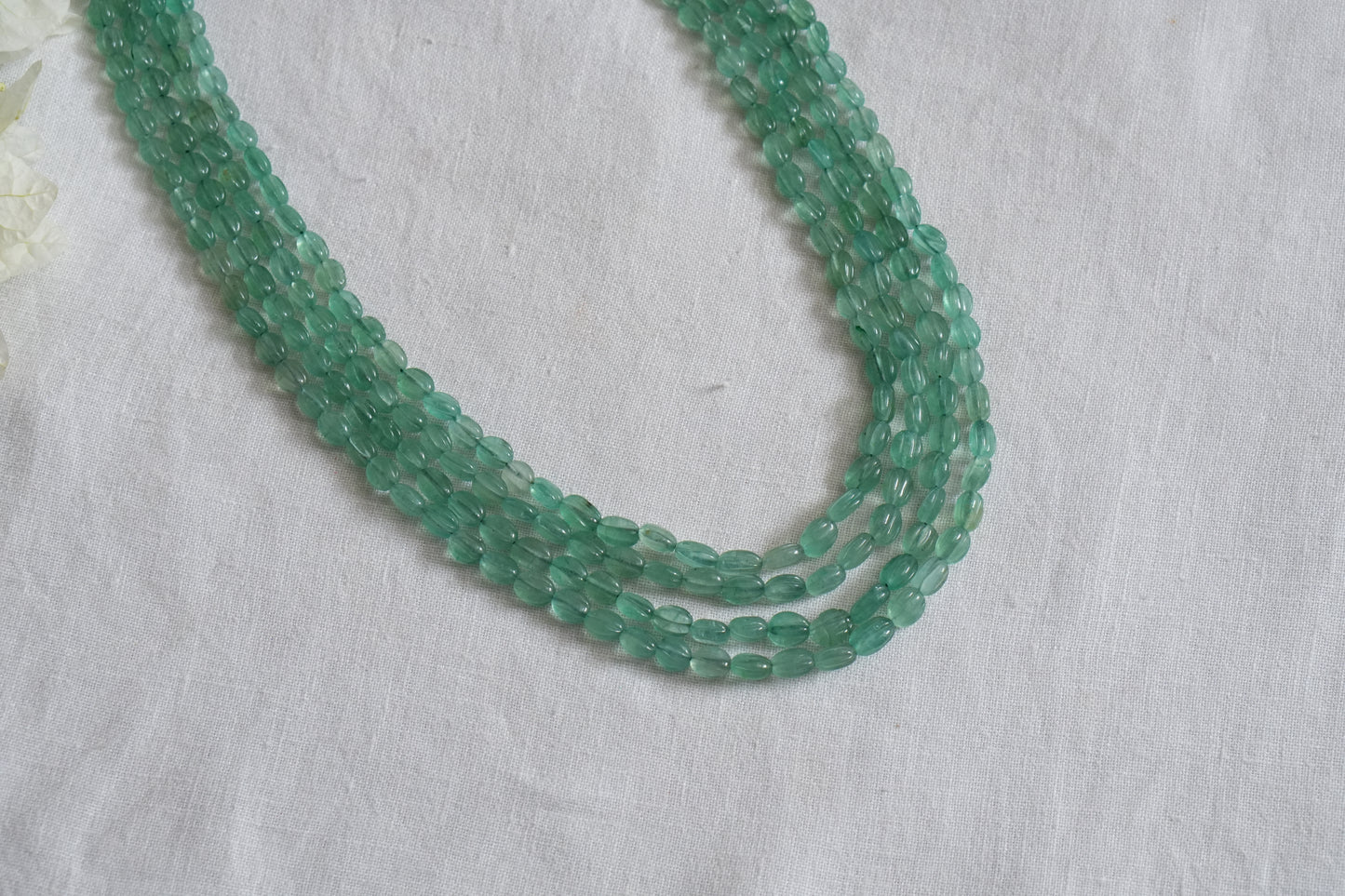 4 Line Real Green Beads necklace (4-8973)(R) - JEWELSTYLE