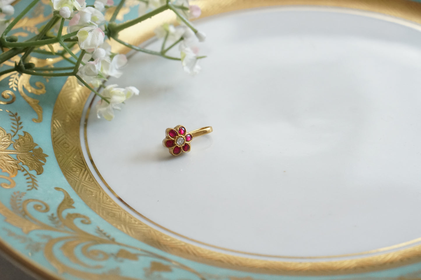 92.5 Silver Kundan Nosering (2-267)(K) - JEWELSTYLE