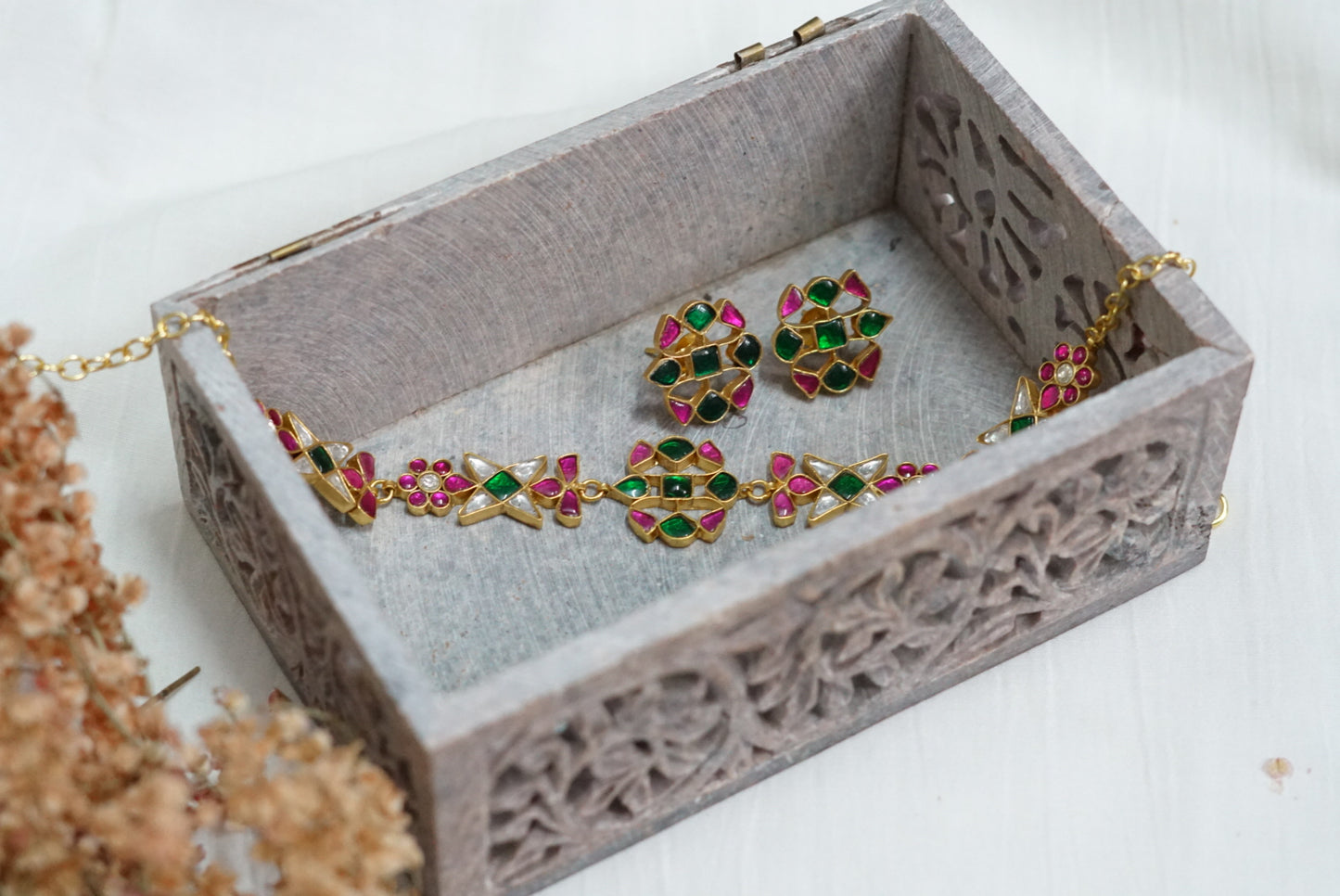 kundan choker set (4-7084)(R) - JEWELSTYLE