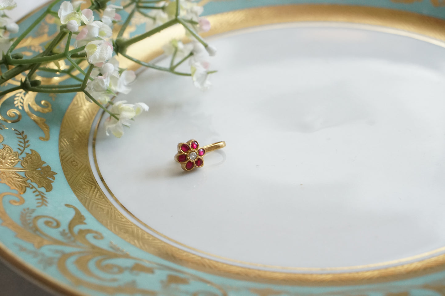 92.5 Silver Kundan Nosering (2-267)(K) - JEWELSTYLE