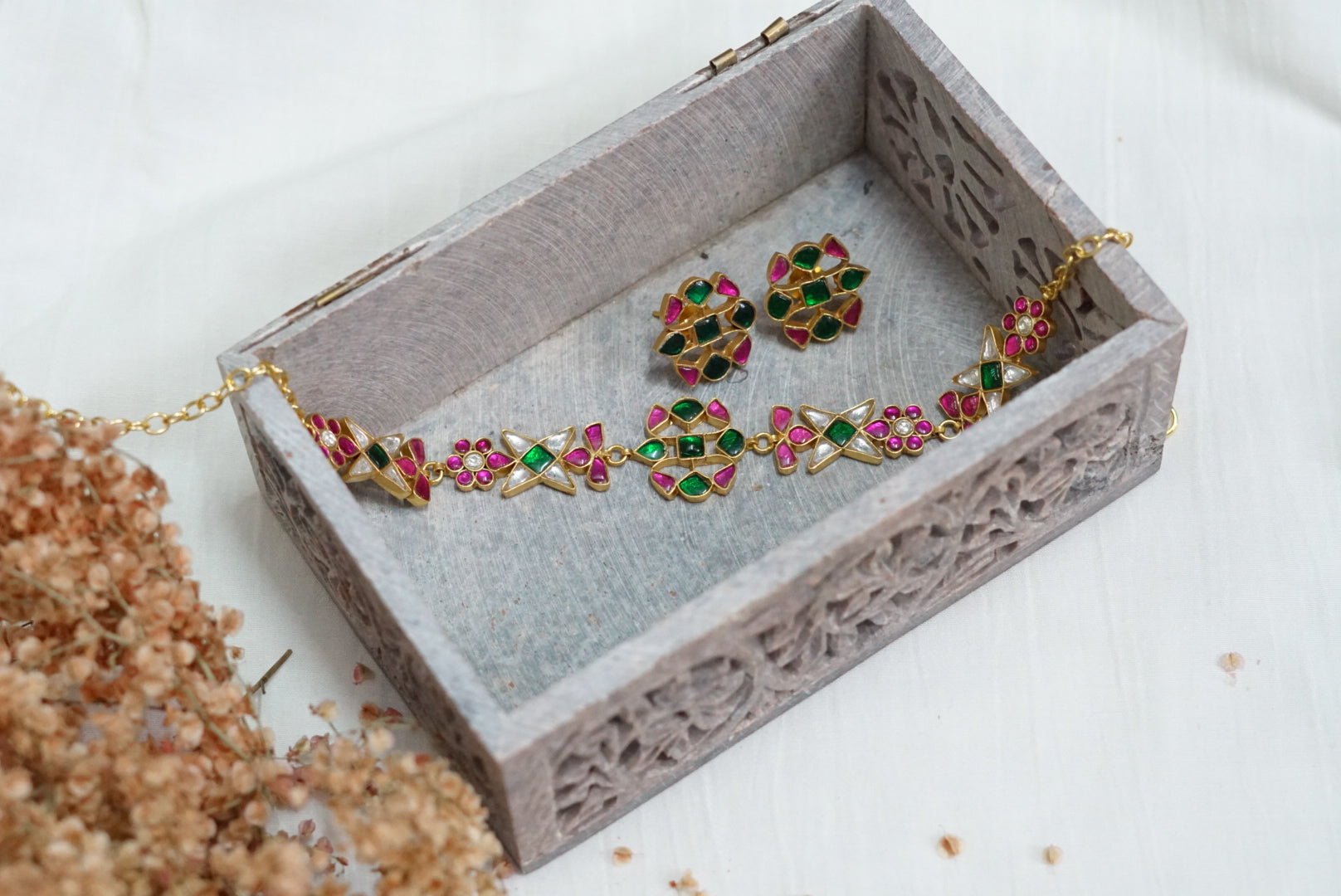 kundan choker set (4-7084)(R) - JEWELSTYLE