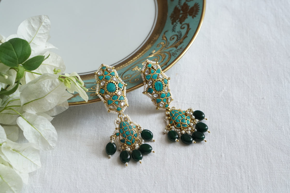 Firoza Kundan earrings (1-5537)(A)