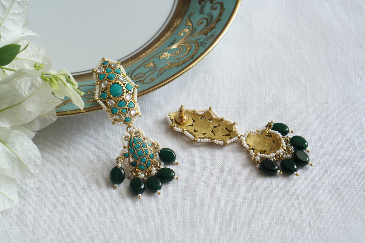 Firoza Kundan earrings (1-5537)(A)