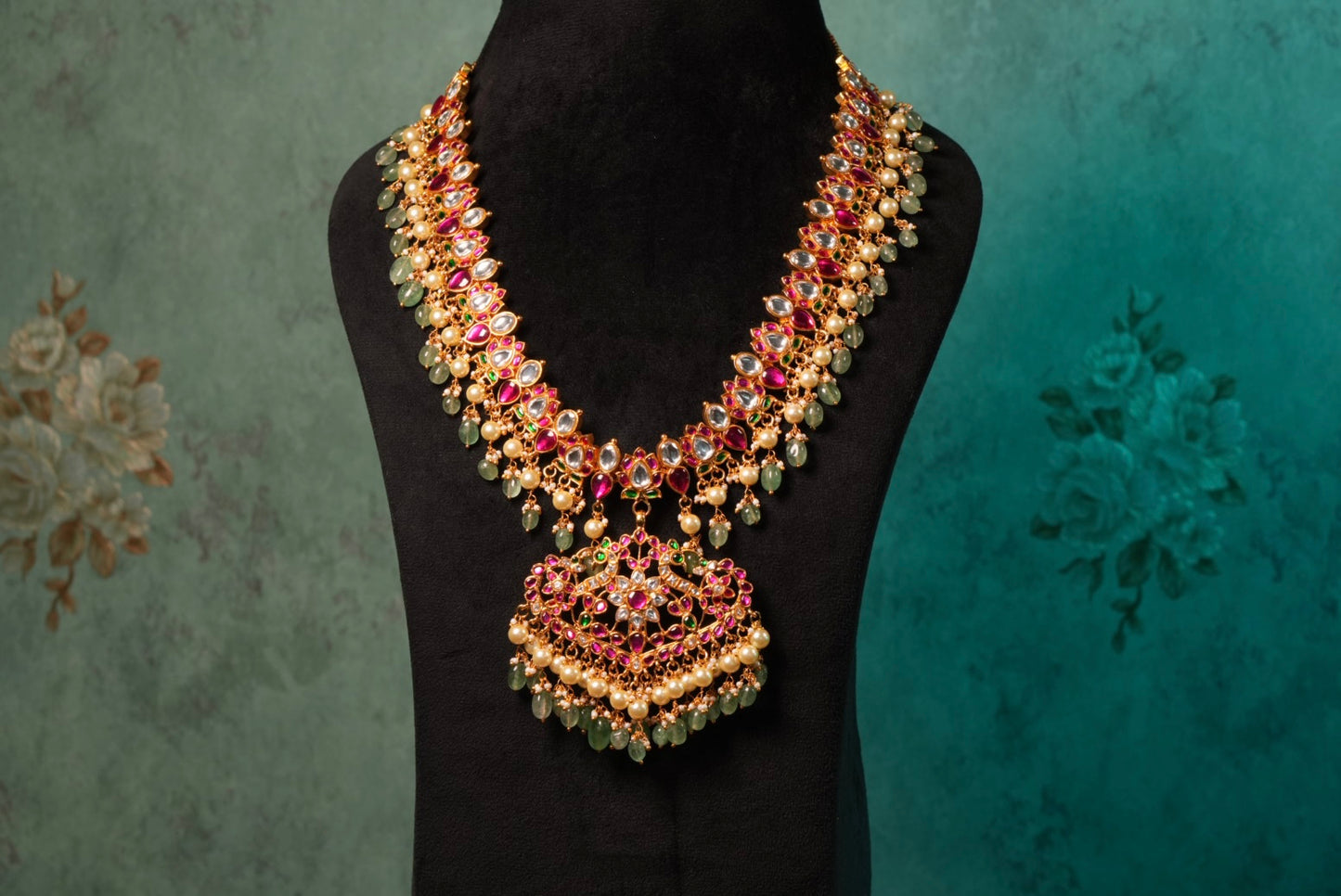 Kundan Long Pendant Necklace (4-8977)(KA) (PREORDER) (Made IN 7-8 DAYS TIME) - JEWELSTYLE