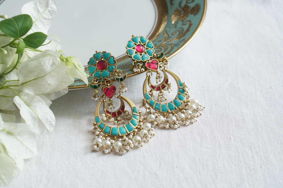Firoza Kundan earrings (1-5538)(A)