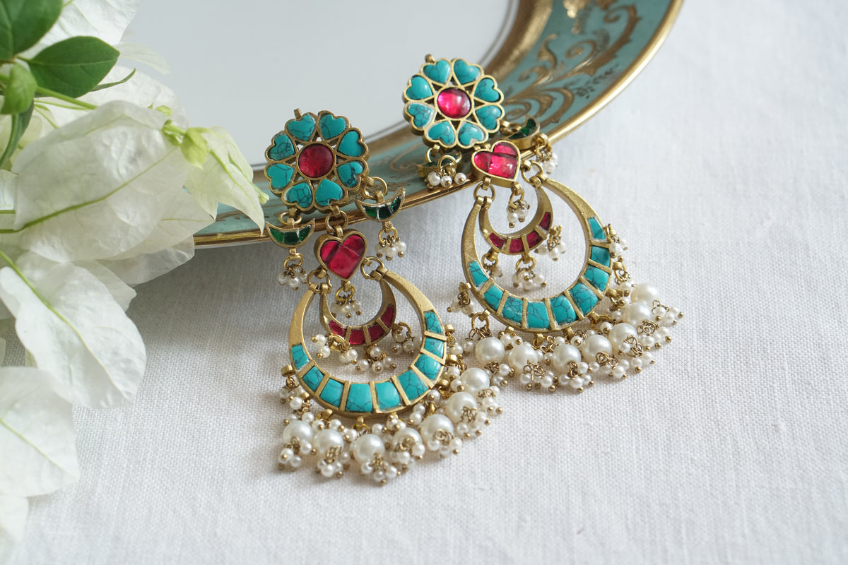 Firoza Kundan earrings (1-5538)(A)