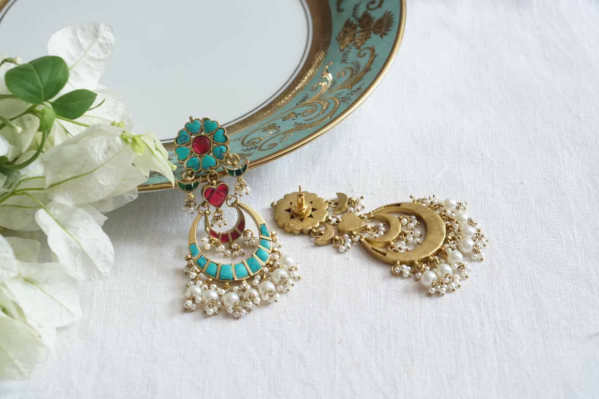 Firoza Kundan earrings (1-5538)(A)