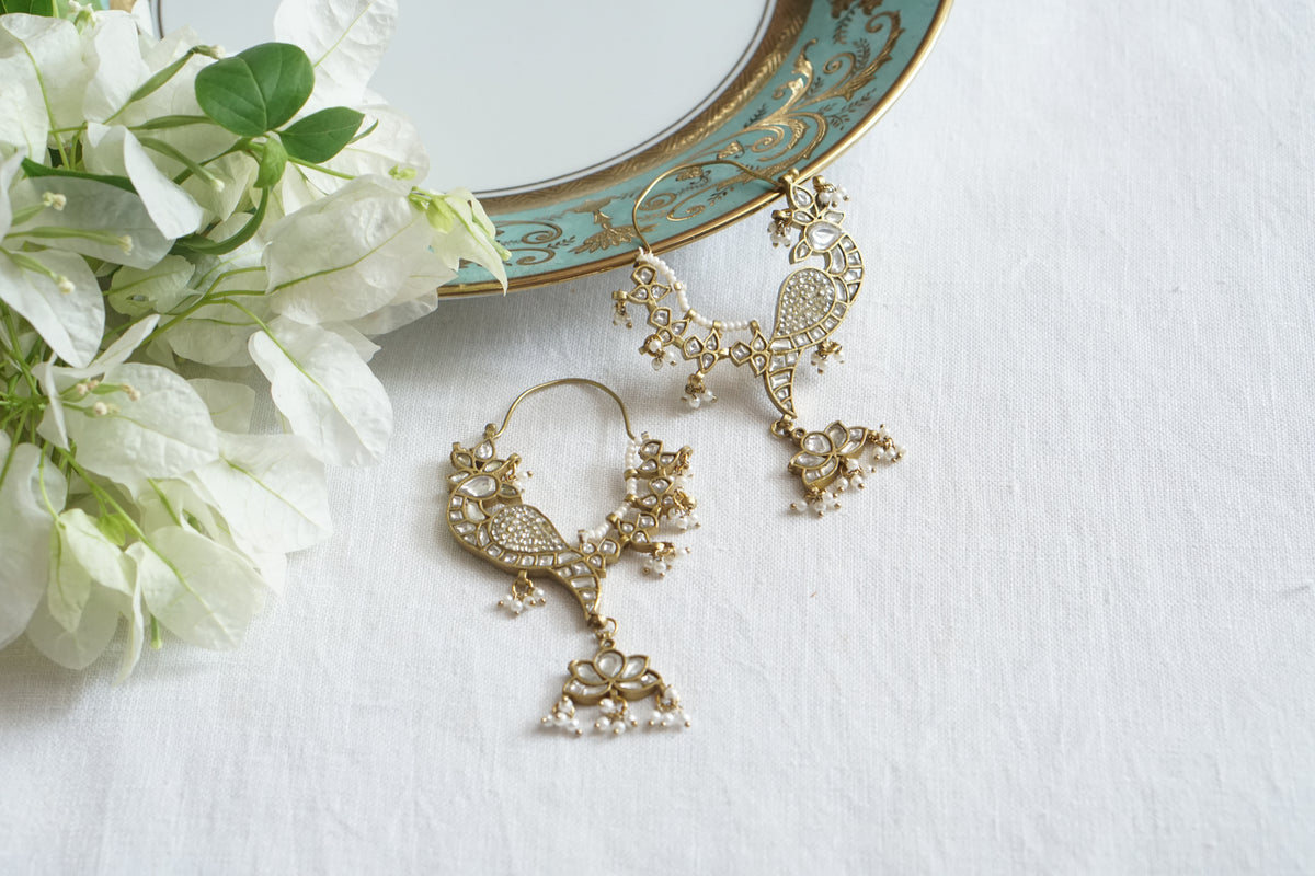 White Kundan Bird earring (1-5539)(A)