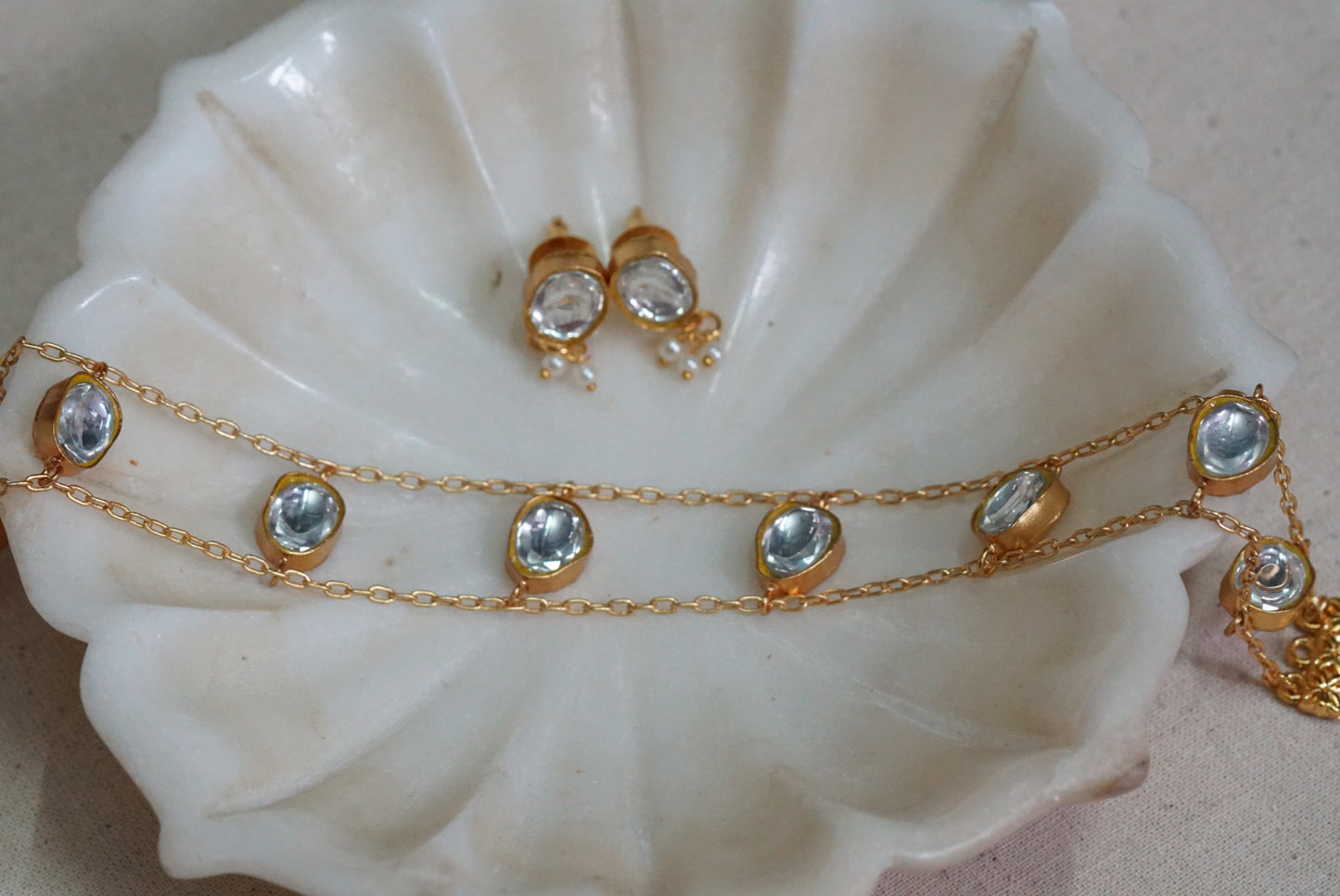 White Kundan choker set (4-5678)(R)(PREORDER) - JEWELSTYLE