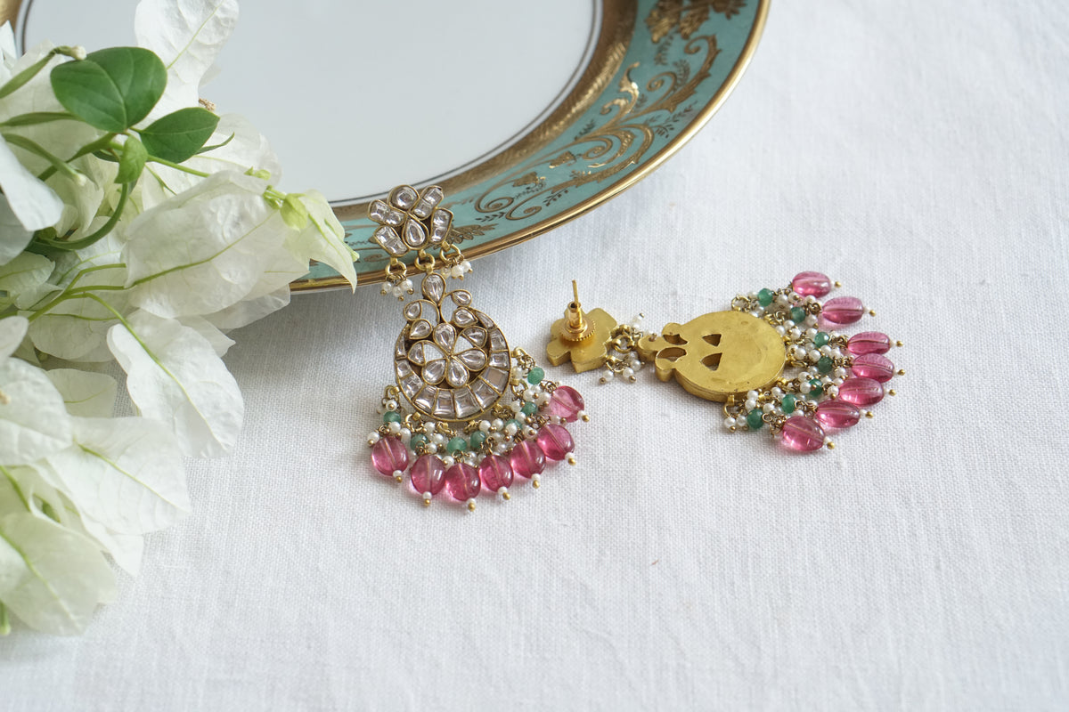 White Kundan earrings (1-5534)(A)