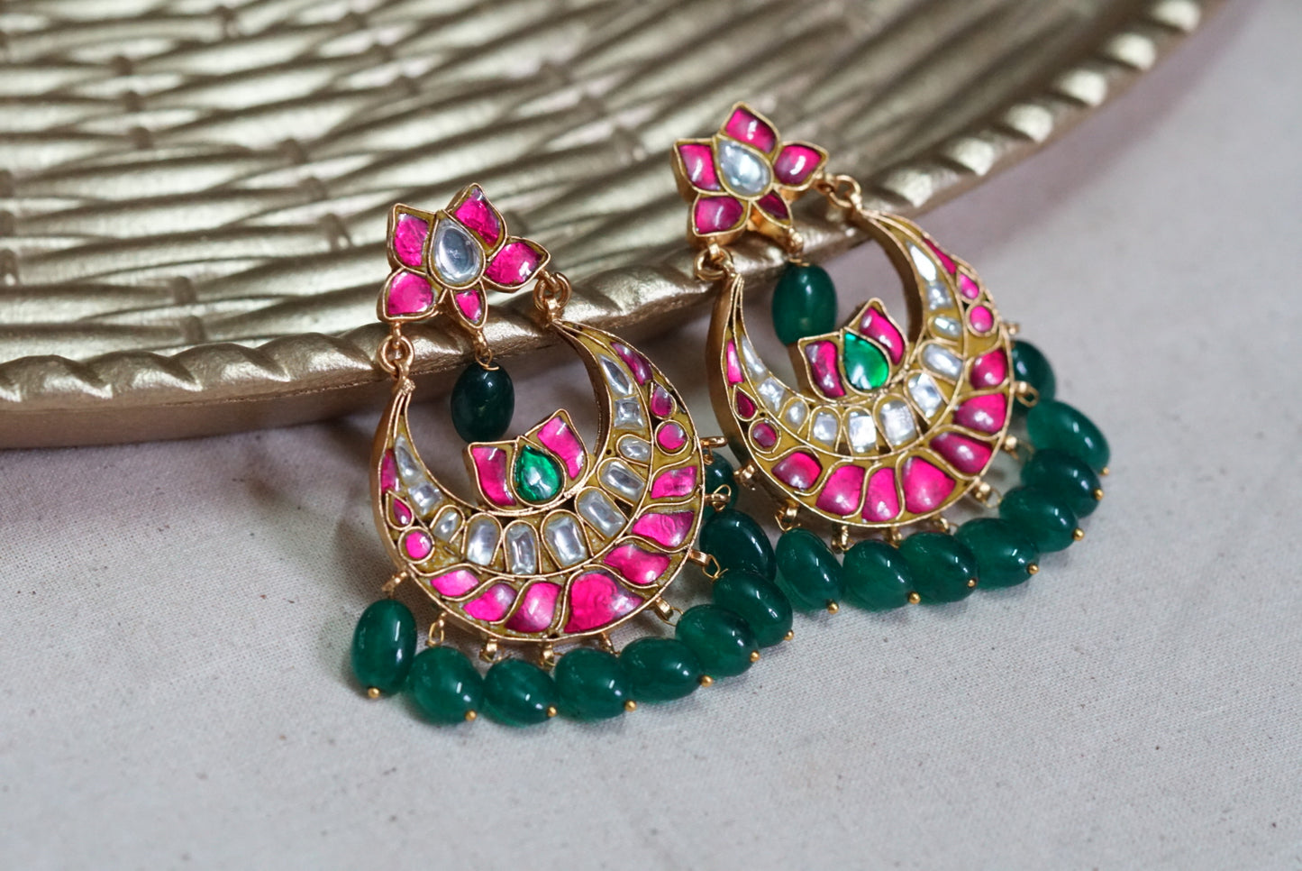 Kundan chandbali Earring (1-2872)(R)(preorder)