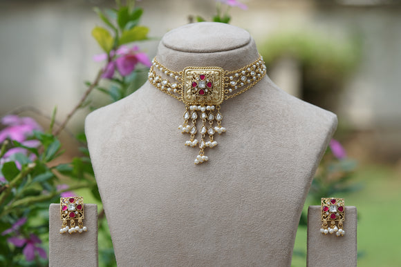 Kundan Choker set (4-8461)(EX)