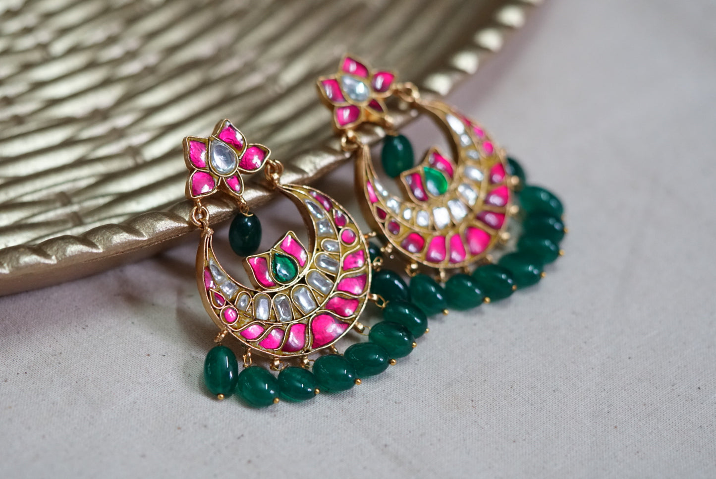 Kundan chandbali Earring (1-2872)(R)(preorder)