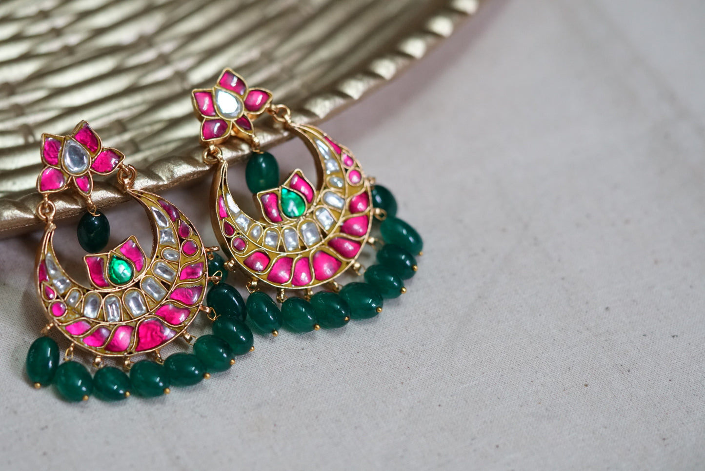 Kundan chandbali Earring (1-2872)(R)(preorder)